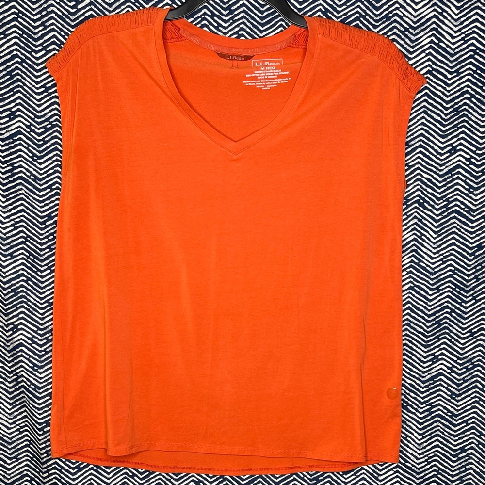 L.L. Bean Vibrant Orange V-Neck Tee